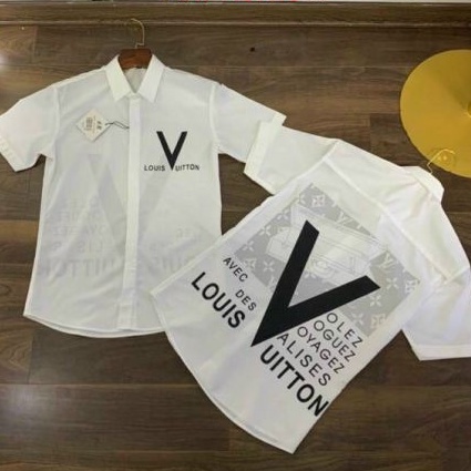 Áo sơ mi nam trắng tay ngắn LV kiểu đẹp in họa tiết mẫu mới nhất cao cấp tara_shop96