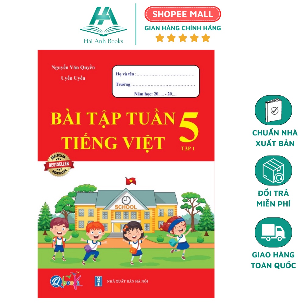 Sách Bài tập tuần Tiếng Việt lớp 5 tập 1 QBOOKS ( 1 cuốn) Hải Anh Books