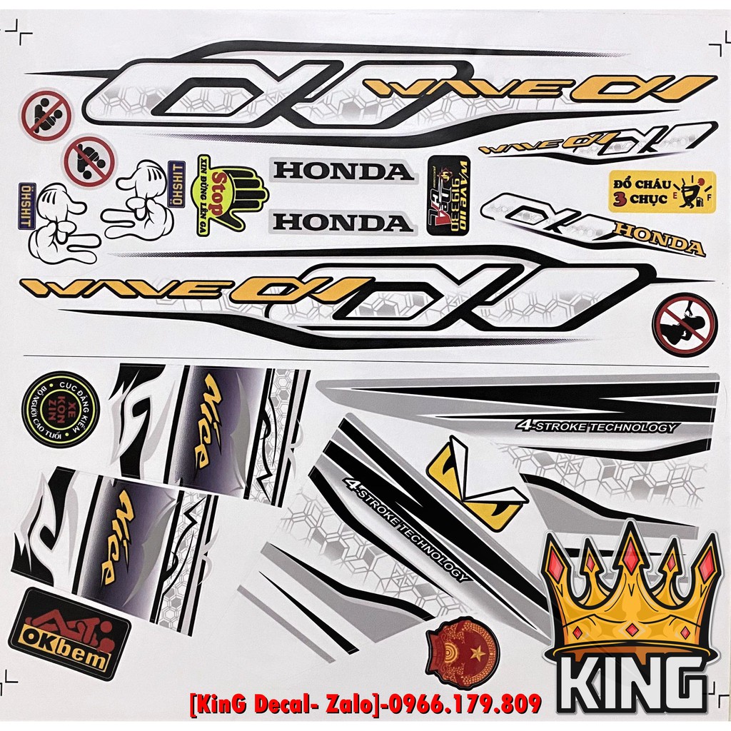 Tem Rời Wave 110cc Trắng Xám Ver 3 - Ảnh Thật