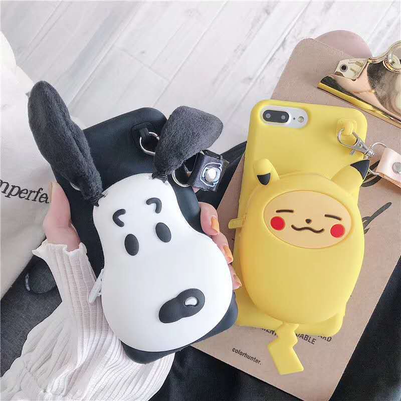 Ốp lưng iphone TÚI VÍ GẤU KÈM DÂY DÀNH CHO iPhone 6 đến 11ProMax - Dino Case