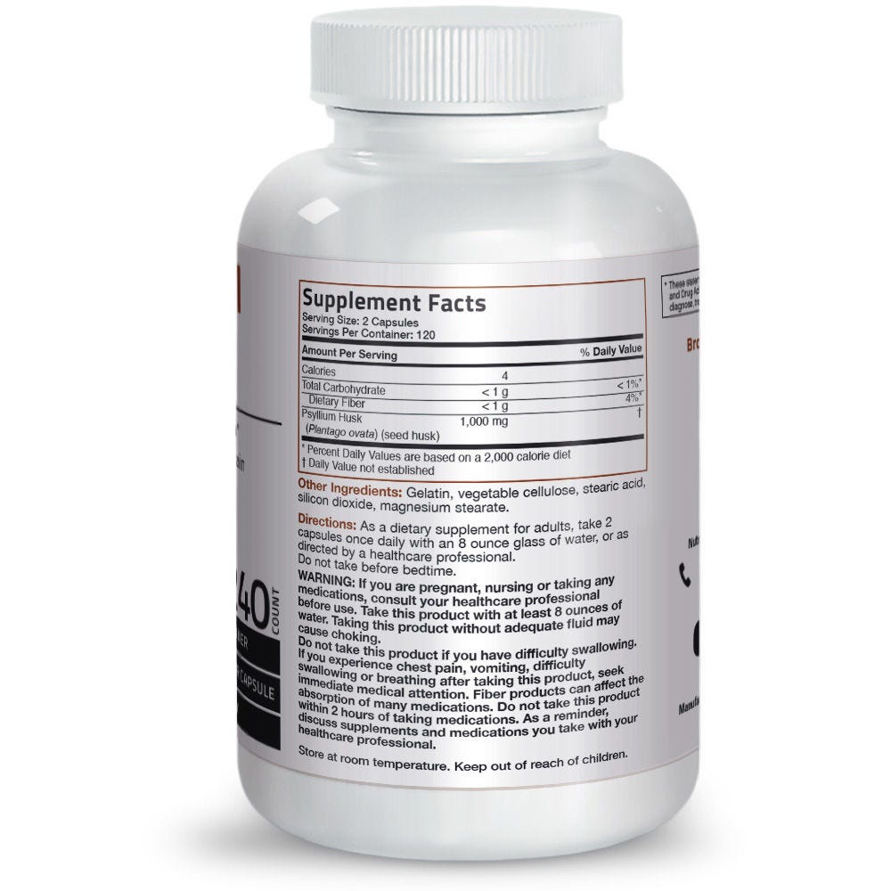 Organic Vitamin Psyllium Husks 500mg - 240 viên Mỹ - Chất xơ chống táo bón