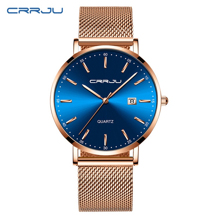 Đồng hồ CRRJU 2161 X bằng thép không gỉ chống thấm nước thời trang thanh lịch cho nữ