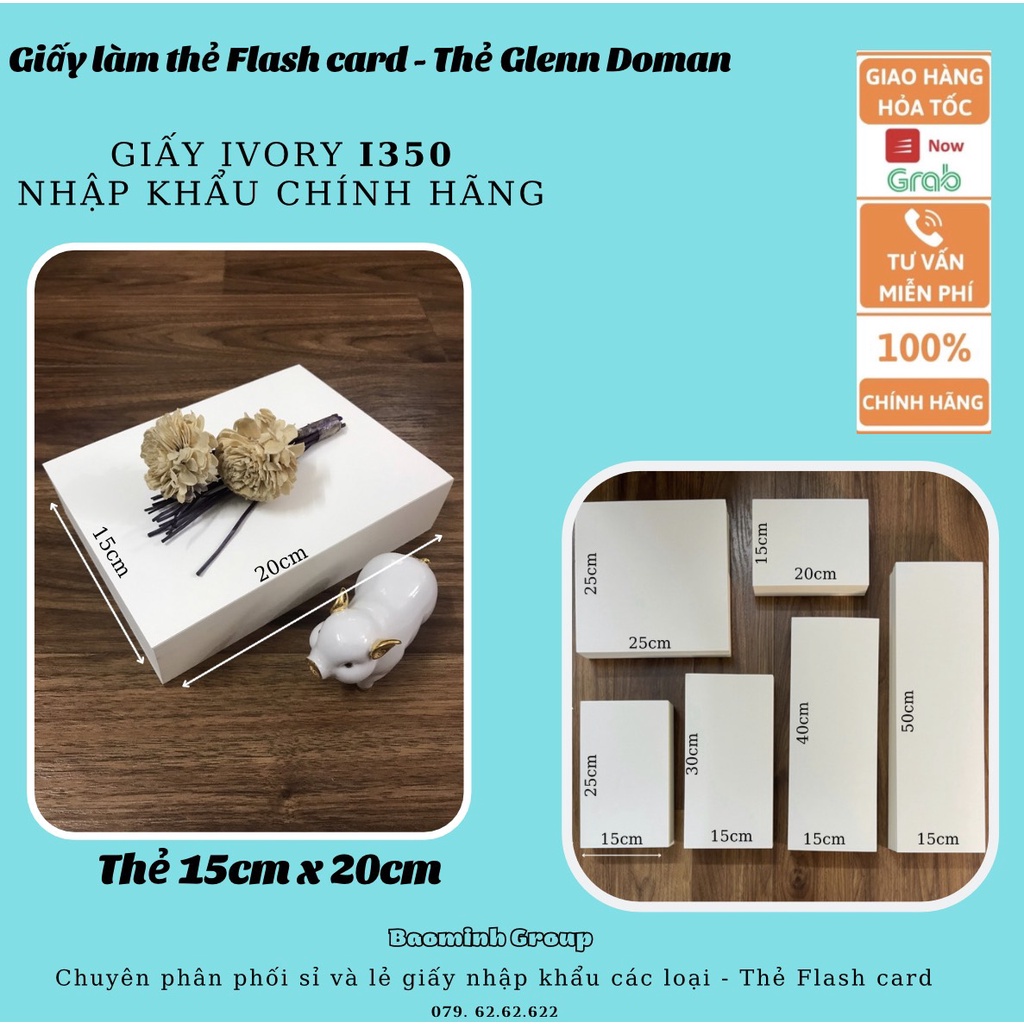 Flashcard - 50 Thẻ trắng 15x20 cm chuẩn giấy Ivory 350