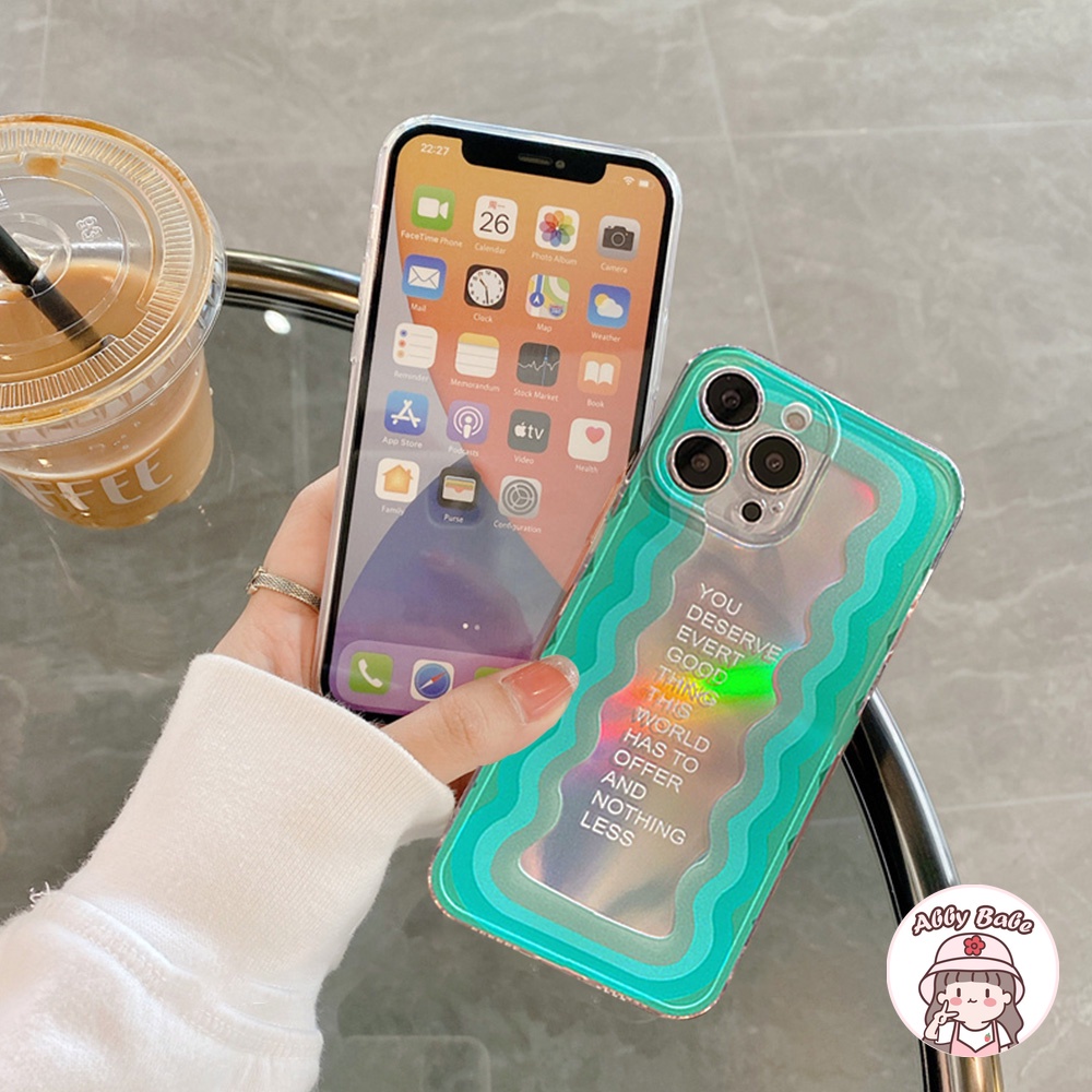 Ốp Điện Thoại TPU Mềm Trong Suốt Chống Sốc Màu Laser Họa Tiết Sóng Biển Cho IP 13 12 11 Pro Max XR 8 7 Plus