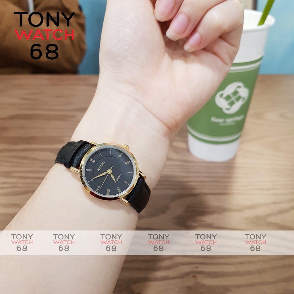Đồng Hồ Đôi Nam Nữ Dây Da Chính Hãng Halei Đẹp Số La mã Cao Cấp