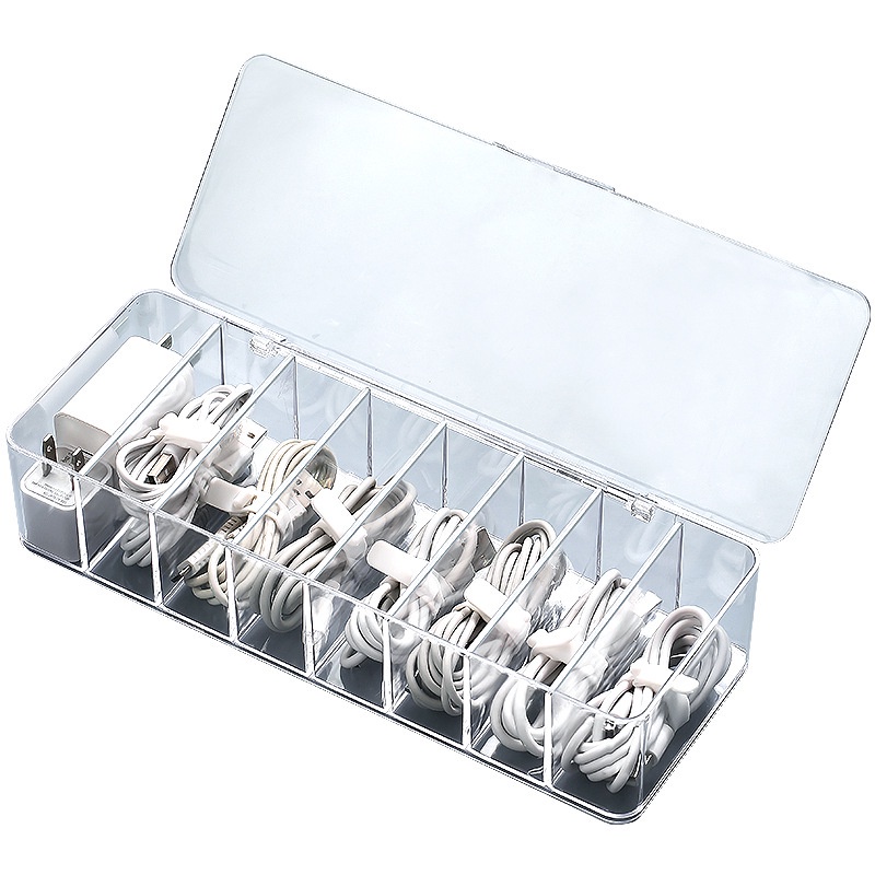 Hộp Đựng Dây Cáp Sạc Điện Thoại Để Bàn Trong Suốt Chống Bụi Đa Năng
