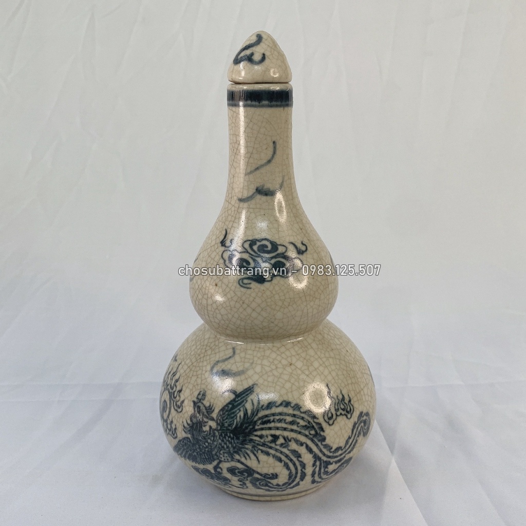 - Nậm thờ men rạn trơn họa tiết long phụng
