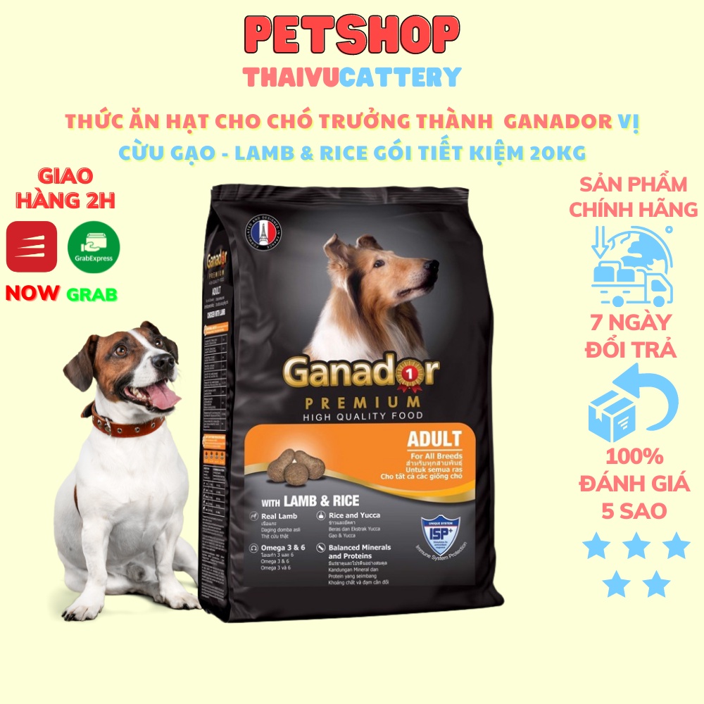 Thức ăn hạt Cho chó Trưởng Thành Ganador vị Cừu Gạo - RICE WITH LAMB BAO TIẾT KIỆM 20KG
