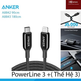 [Bảo hành 12 tháng] Cáp sạc nhanh PD ANKER Powerline+ III A8842 A8843 0.9m/1.8m