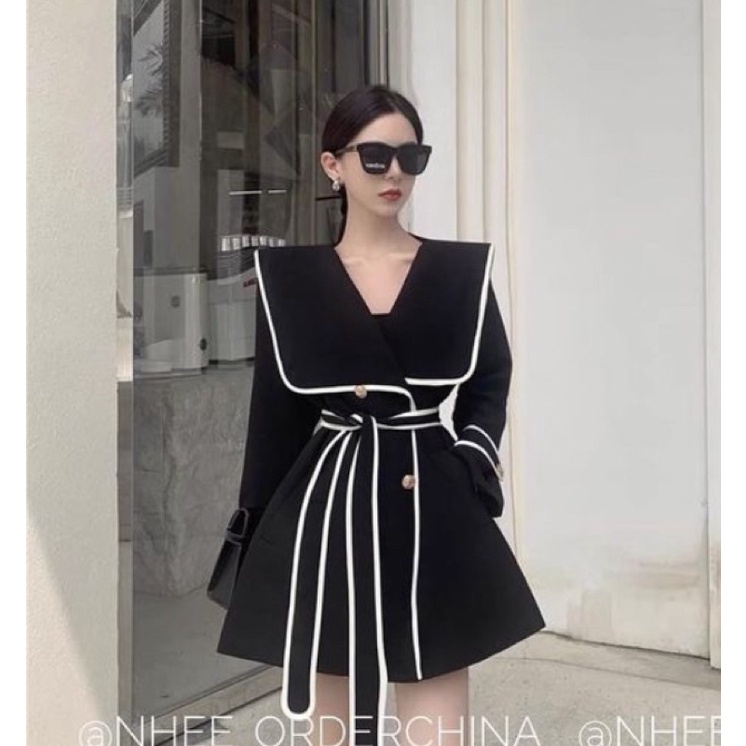 Set áo khoác vest thắt dây siêu sang chảnh