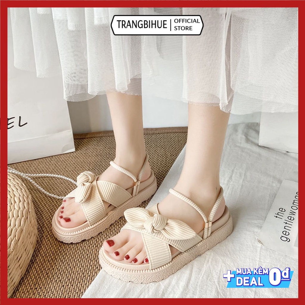 DÉP SANDAL HAI QUAI NƠ ĐỘN ĐẾ BÁNH MÌ NỮ TÍNH ẢNH THẬT MSP6889A