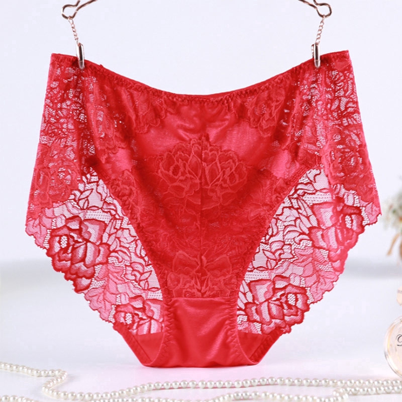 High Waist Large Size Panties Sexy Flower Lace Underwear Hollow Out Jacquard Comfortable Breathable [130-300 Kg] | BigBuy360 - bigbuy360.vn