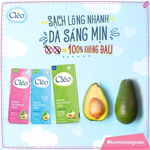 Kem Bơ Tẩy Lông &amp; Gel Dưỡng Da Sau Tẩy Lông CLEO Sạch Lông Trong 5 Phút