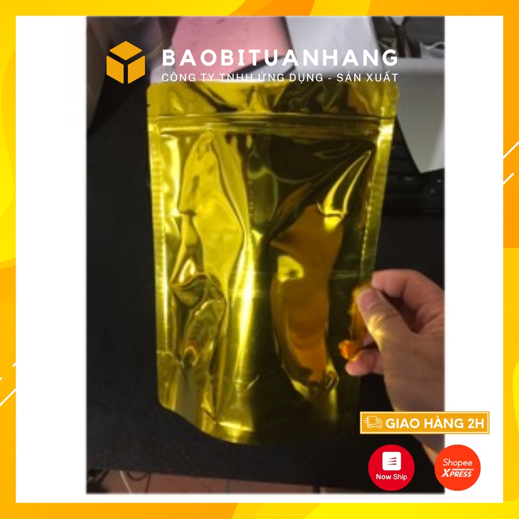 [1kg] túi zíp đáy đứng 2 mặt vàng