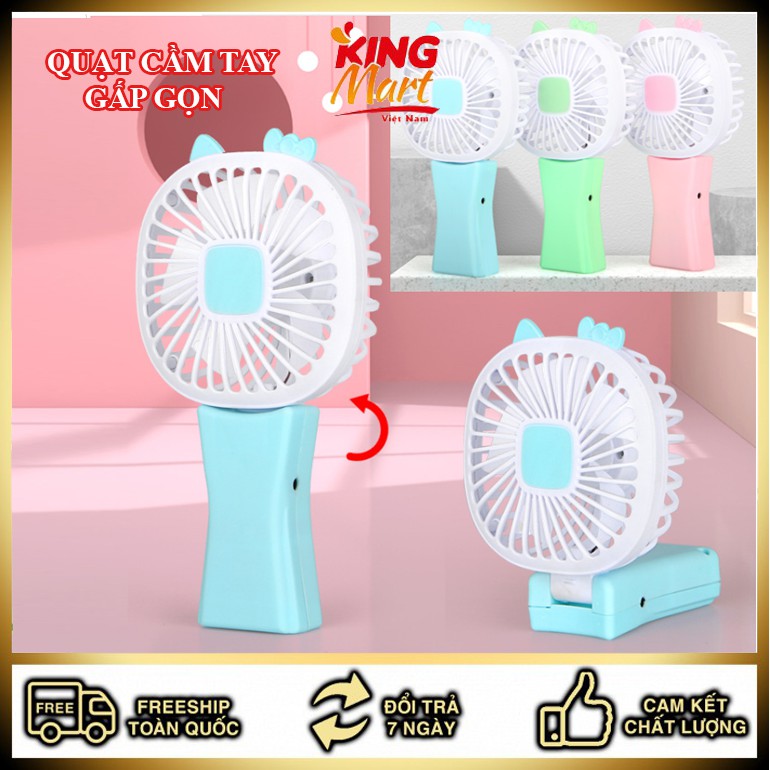 Quạt Mini Cầm Tay Xoay 180 Độ Dùng Pinxua tan cơn nóng SẠC TÍCH ĐIỆN