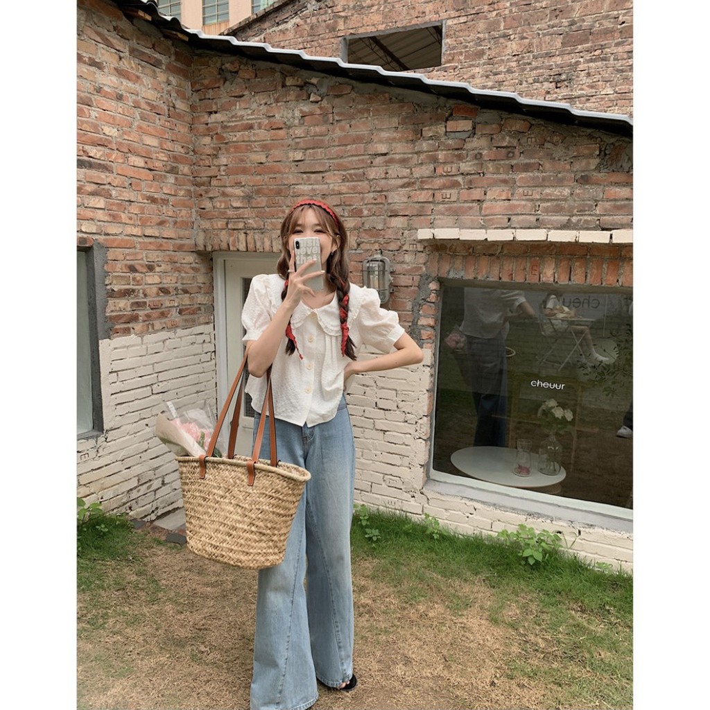 Áo hoa nhí baby doll cổ sen siêu yêu Ulzzang style  Hàng quảng Châu