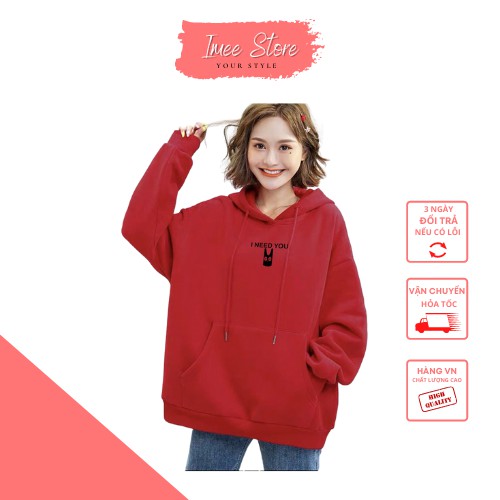 Áo khoác Hoodie Nam Nữ Imee Store Áo Khoác Nỉ Đẹp Form Rộng Unisex Chất Nỉ Ngoại 2 Lớp I Need You Freesize