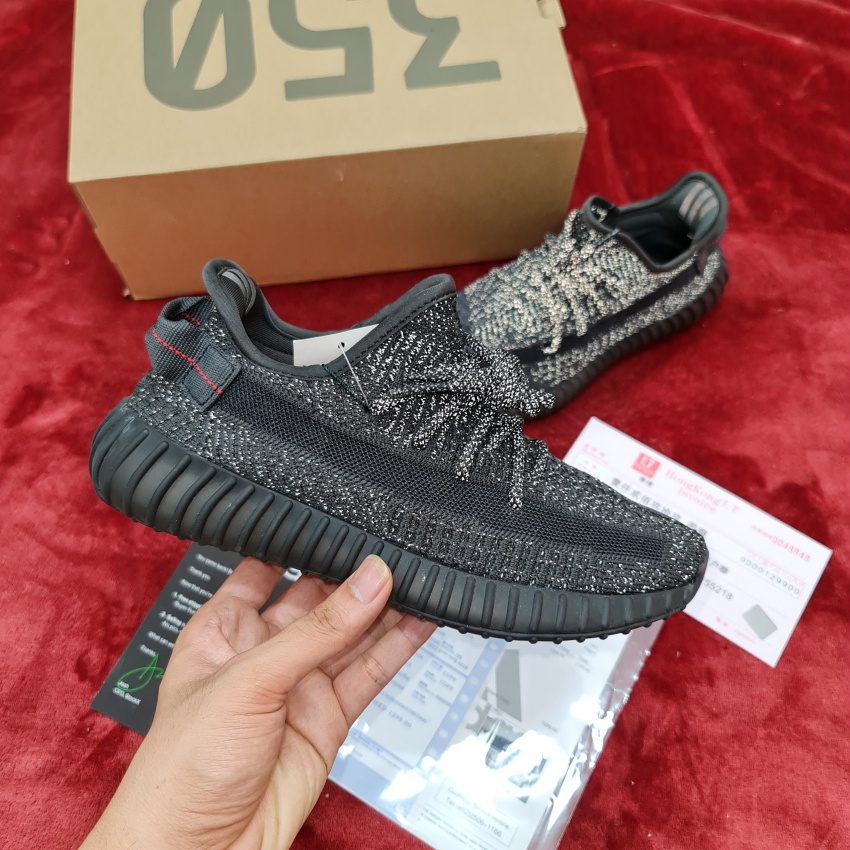 Giày chạy bộ nam nữ yeezy 350v2 black static boost cao cấp