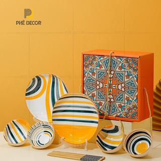 Bộ bát đĩa hoa văn cao cấp BD36 Phê Decor