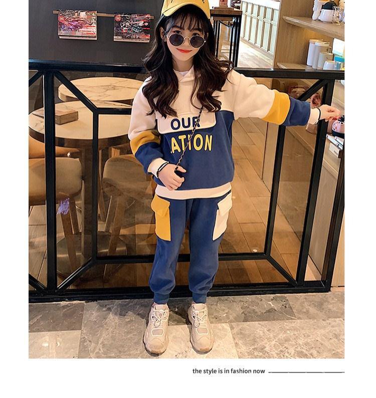 New Korean Style Childrens Matching Girls Red Sports Fashion Female Two Piece Children's Clothing
