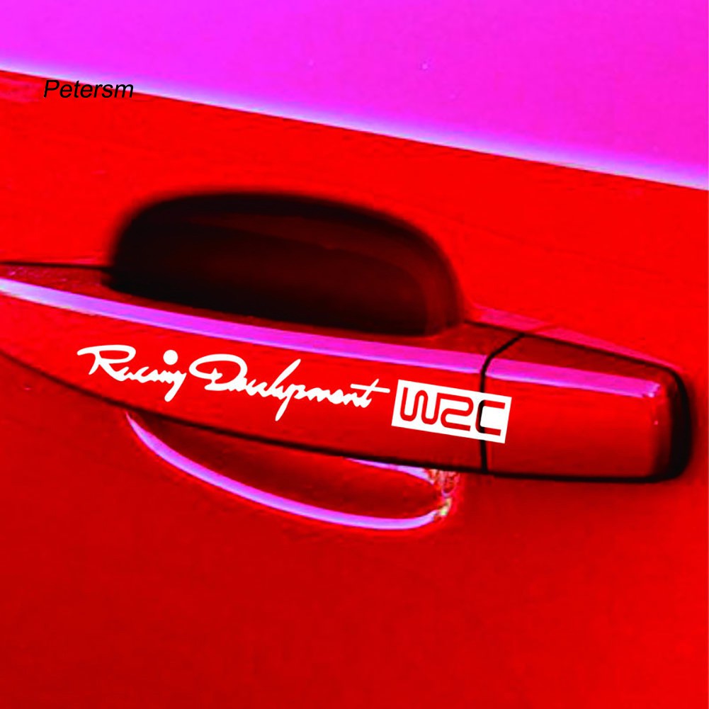 Set 4 miếng dán trang trí tay nắm cửa xe hơi Toyota Skoda Kia Laada Opel