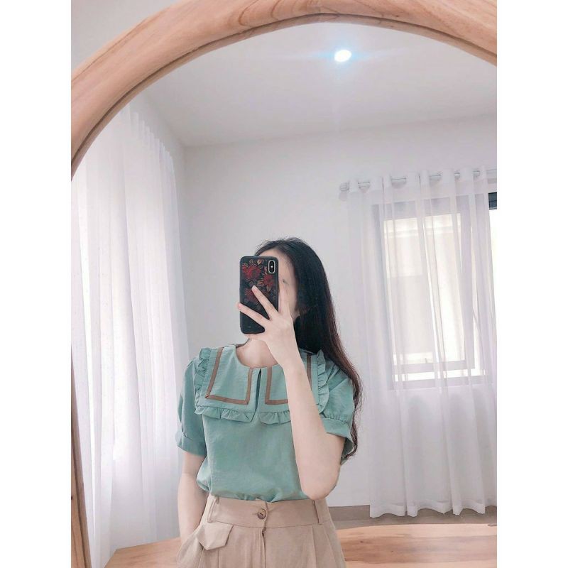 Áo kiểu baby doll cổ bèo tiểu thư | BigBuy360 - bigbuy360.vn