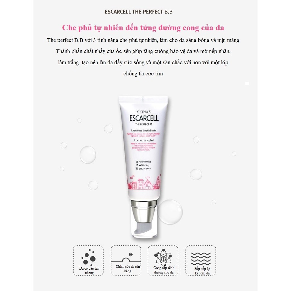 [ Siêu sale ] Kem nền che khuyết điểm Skinaz Escarcell The pefect BB Cream