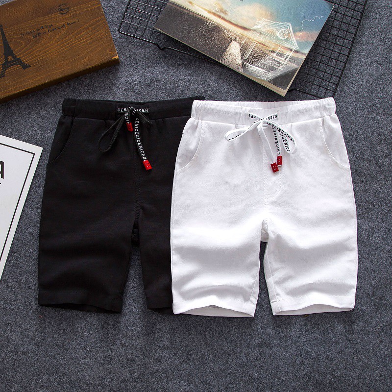 Quần short cotton mỏng màu trắng phong cách phương Tây mới cho trẻ em