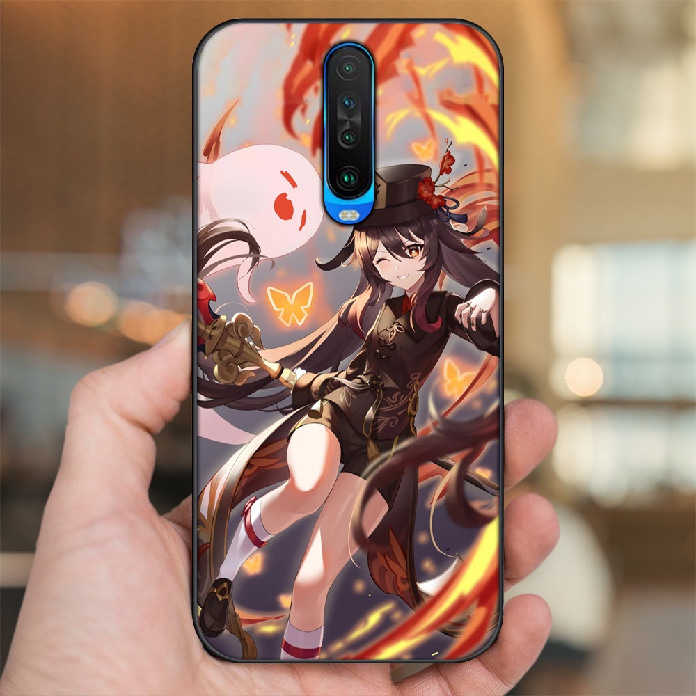 Ốp lưng Xiaomi K30 viền đen in hình Hutao Genshin Impact
