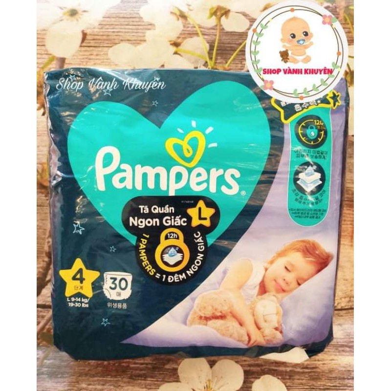 Tã quần Pampers ngon giấc size L30, XL26, XXL22