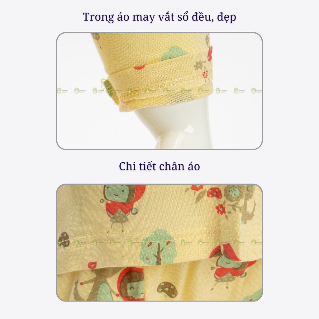 Bộ Sơ Sinh Bé Gái, Bé Trai Minky Mom Vải Thun Lạnh Cúc Giữa Hoạ Tiết Dễ Thương, Bộ Dài Tay Cho Bé Thu Đông MKMSS2103