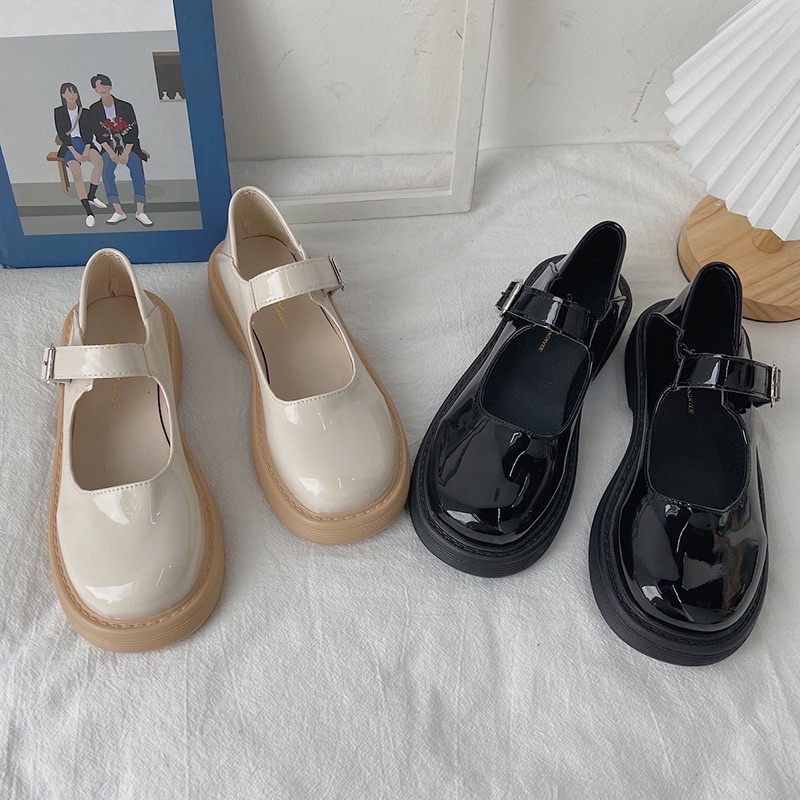 Giày búp bê có quai lolita Mary Jane basic đế bằng dễ thương vintage Yannie Lolita