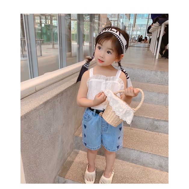 [SET BÉ GÁI] Bộ 2 dây kèm quần jean hàng shop cho bé gái