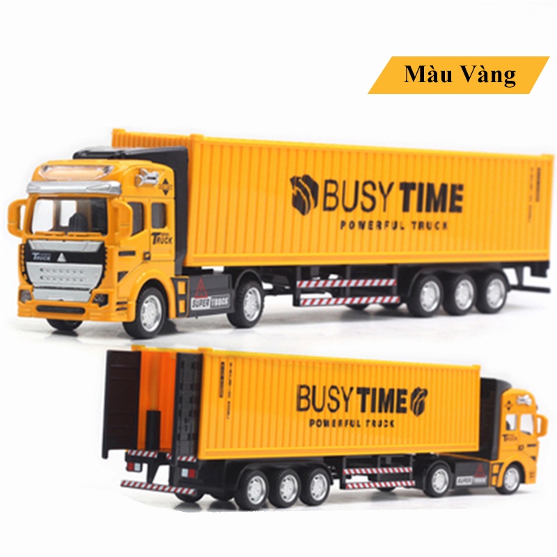 Xe container đầu kéo đồ chơi, Xe đồ chơi container chất liệu kim loại + nhựa ABS, kích thước lớn tỉ lệ 1:48
