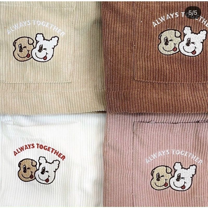 Áo Sơ mi Cổ vest croptop nhung gân thêu hình - PC