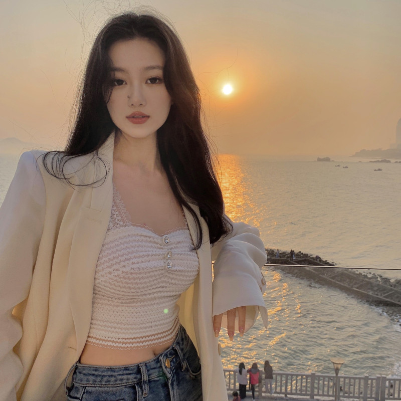 Cocory vn Áo Hai Dây Phối Ren Phong Cách Hàn Quốc Quyến Rũ Dành Cho Nữ