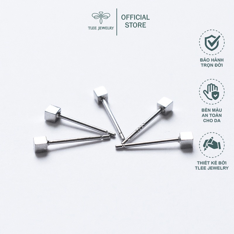 Khuyên tai bạc nữ TLEE hình khối mini xinh xắn TleeJewelry B0182