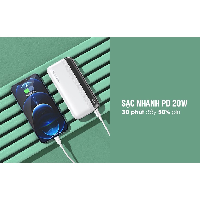 CHÍNH HÃNG Sạc dự phòng 20.000mAh Remax RPP-180 sạc nhanh QC3.0 18W, 22.5W, PD 20W, VOOC 2.0 3 thiết bị cùng lúc