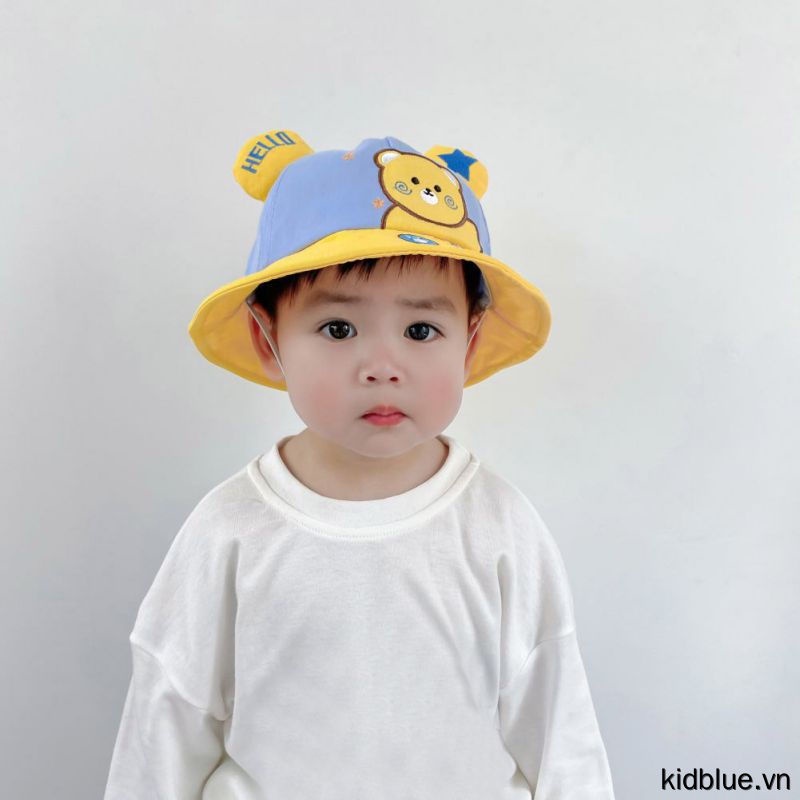 Mũ vành hình chú gấu che nắng thời trang cho bé trai gái