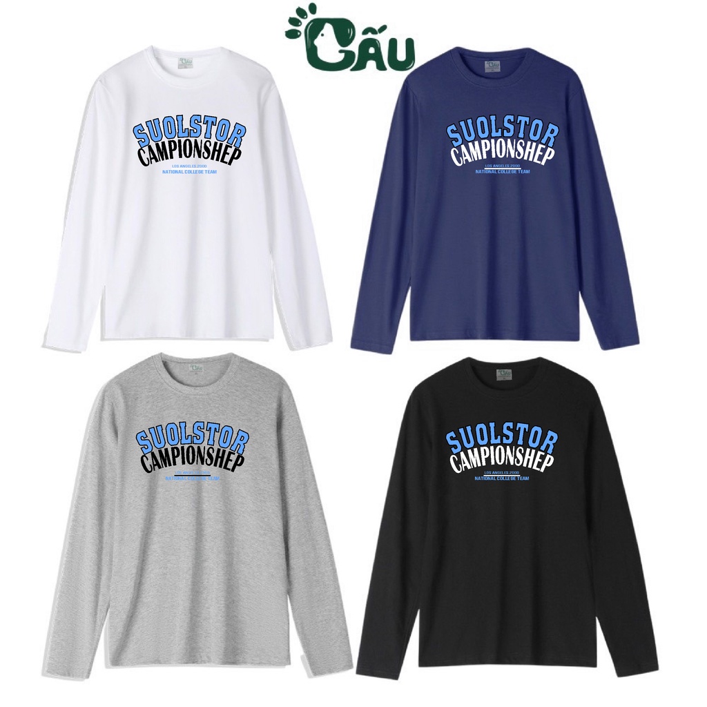 Áo thun tay dài Gấu 194 vải coton dày dặn, mềm mịn, co dãn - form regular - TD SuolStor