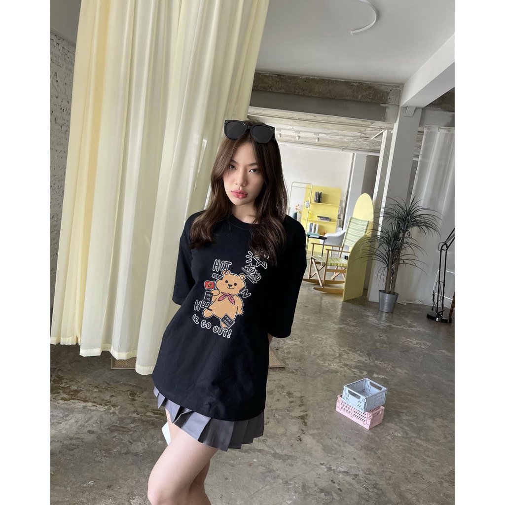 Áo thun nữ form rộng đẹp tay lỡ kiểu hàn quốc chất vải cotton AT145 Miucho in hoạt tiết