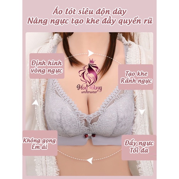 Áo lót ren Thái siêu độn dày 6CM, áo lót siêu tạo khe nâng ngực, áo lót ren không gọng