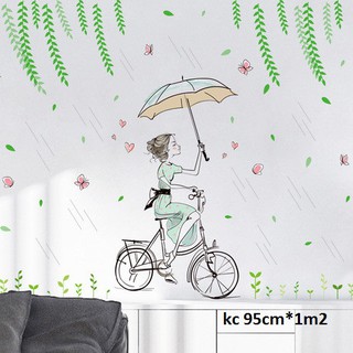 decal dán tường cô gái