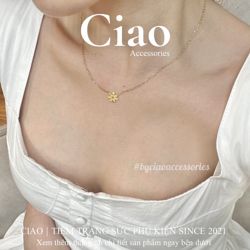 [HOẢ TỐC 1H] Dây chuyền/ Vòng cổ titan không gỉ thiết kế hình hoa cúc đơm giản Miss Daisy Ciao