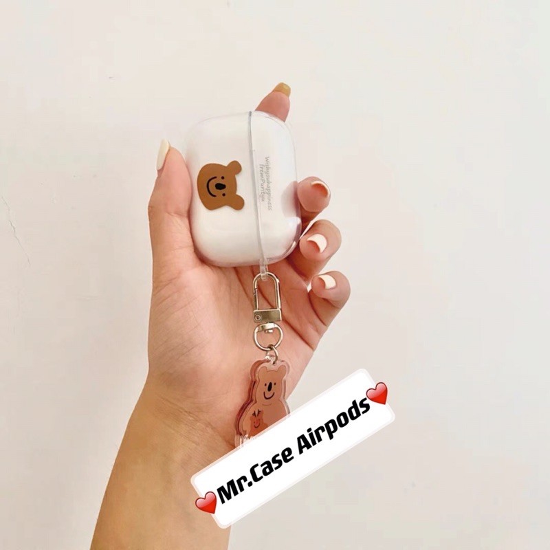 Case Airpods 1/2 Pro Hình Gấu Trong dẻo kèm móc khoá Xinh