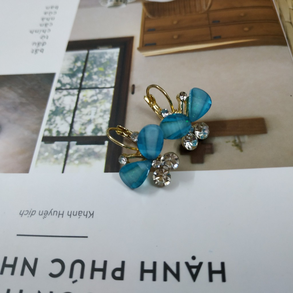 Bông tai nơ xanh điệu đà quyến rũ MS242 (ảnh thật cực đẹp)