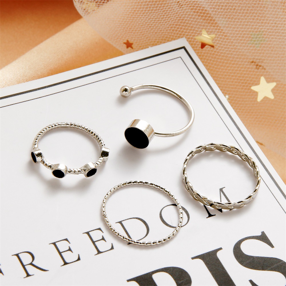 Set 4 nhẫn phong cách thời trang Hàn Quốc retro cho nữ