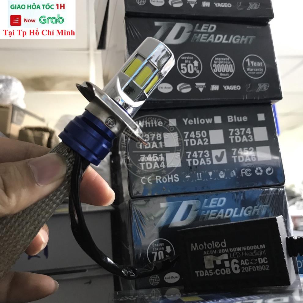 Đèn Pha Led Râu 6 Tim Đủ Chân 2in1 T19 H4 Motoled 60W 6000lument IP67 Mã 7475 TDA5