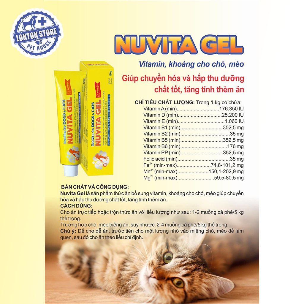 VEMEDIM Nuvita Gel - Gel Dinh Dưỡng Thức Ăn Bổ Sung Vitamin, Khoáng Cho Chó, Mèo  - Lonton Store