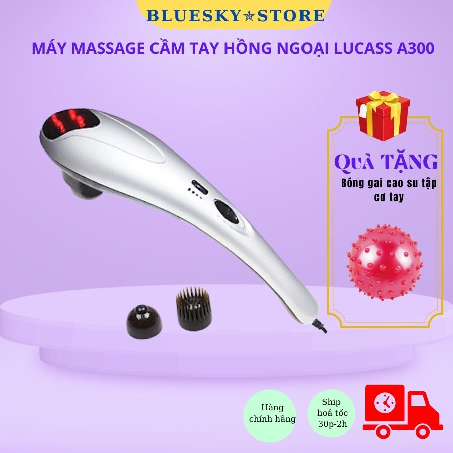 Máy massage cầm tay 3 đầu hồng ngoại Lucass A300 Nhật Bản. mát xa toàn thân giảm đau vai cổ lưng, an toàn - hiệu quả